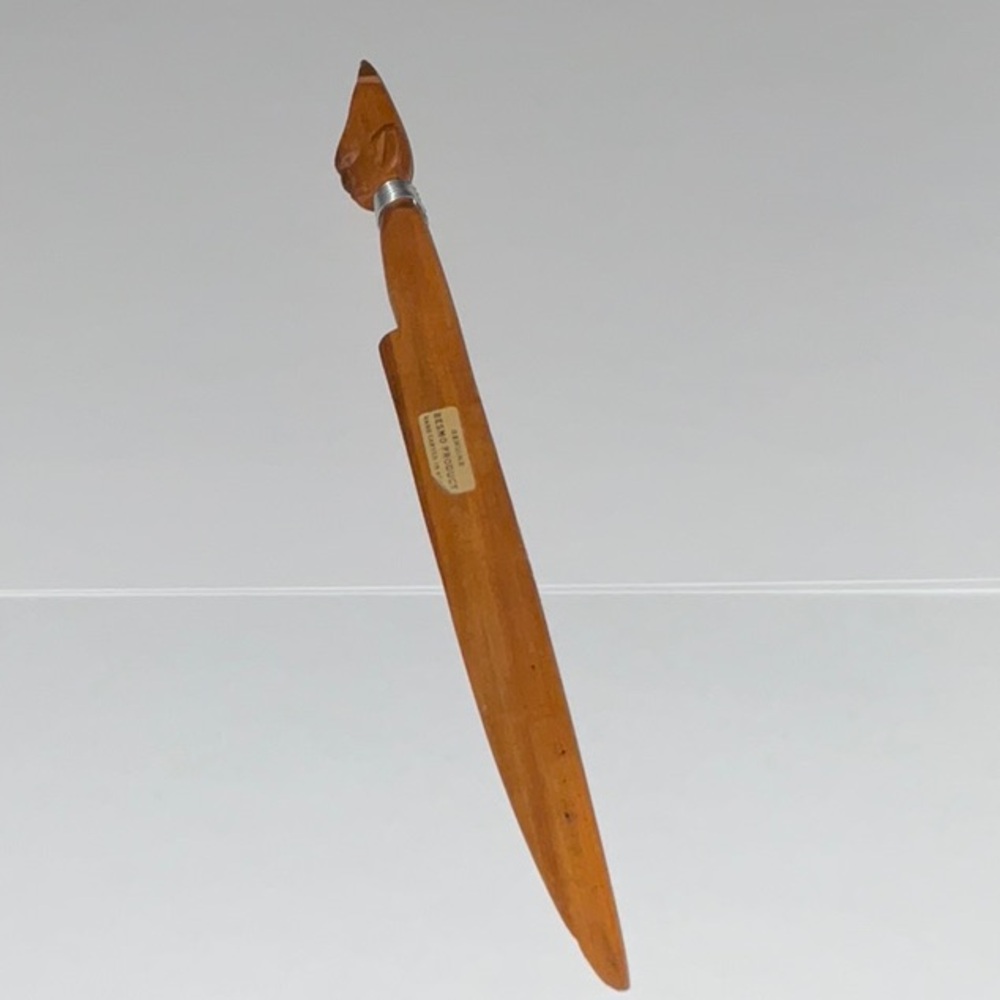 Vintage Besmo Hand Carved Letter Opener Tribal Art Silver-Tone Coil Necklace